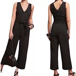 Dress the Population Black Sleeveless Paperbag Tie Waist Jumpsuit Size M NWT